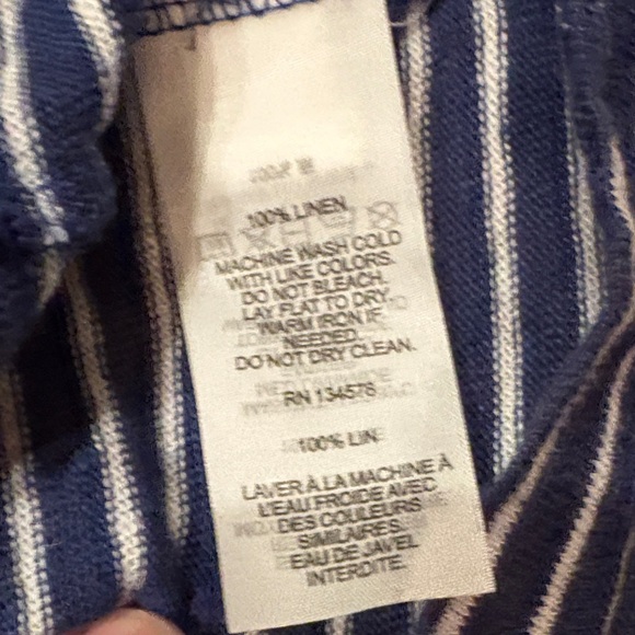 Vineyard Vines 100% linen soft Blue and White Striped Tank Top women’s M - Picture 3 of 9